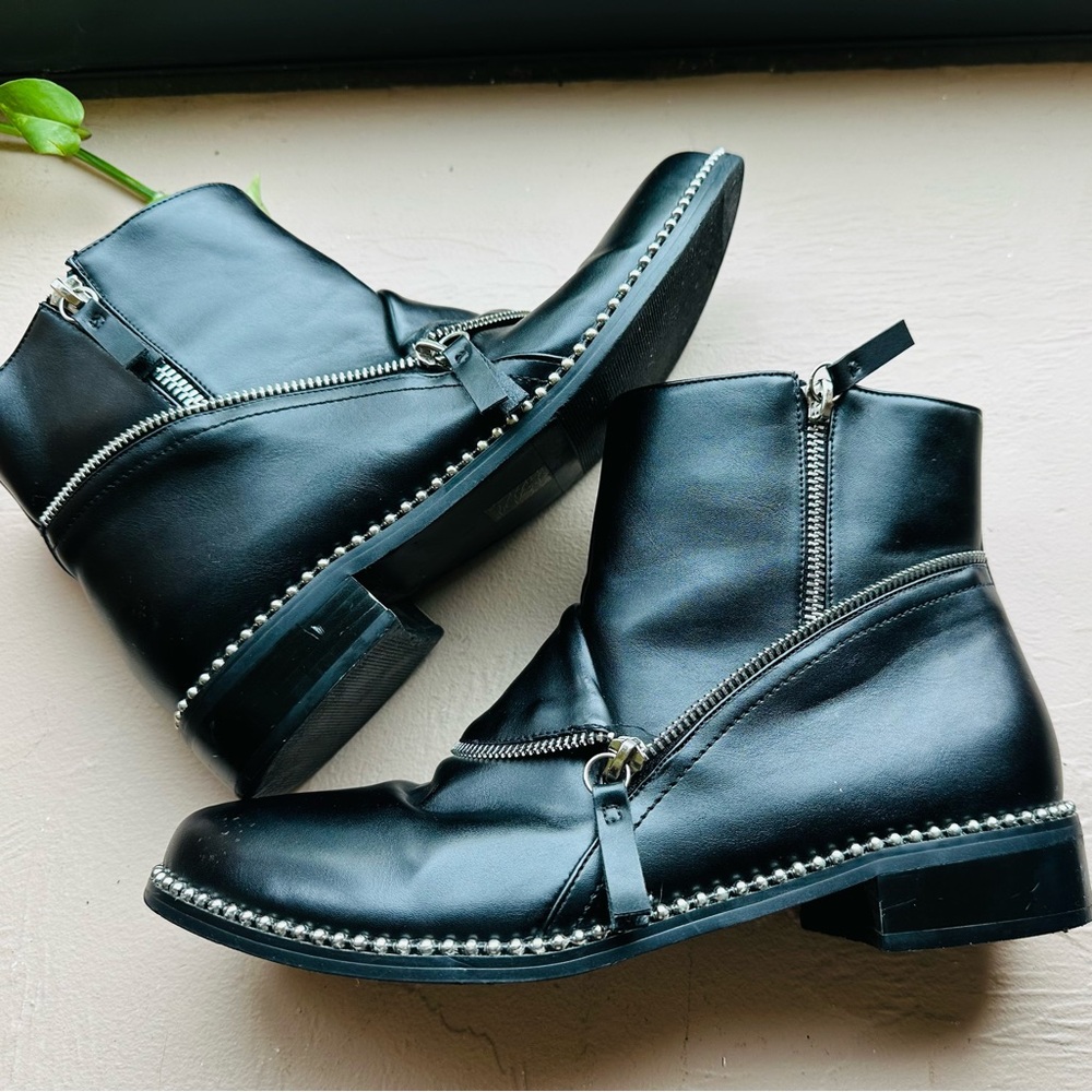 Ninety Union Chill Zippy Booties Black Combat & Moto Boots Size 8